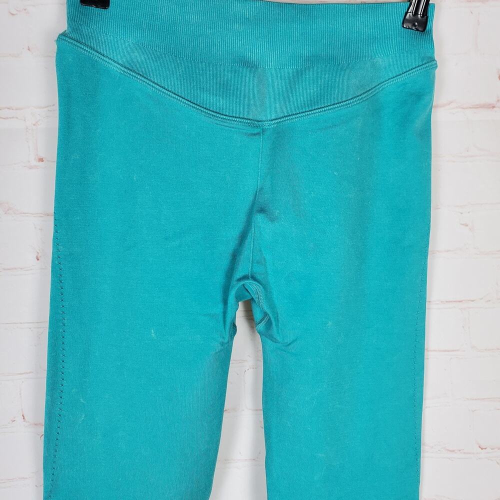 Gymshark Leggings Womens M Capri Blue Acid Wash Sweat Seamless Washed Gym - Picture 8 of 15